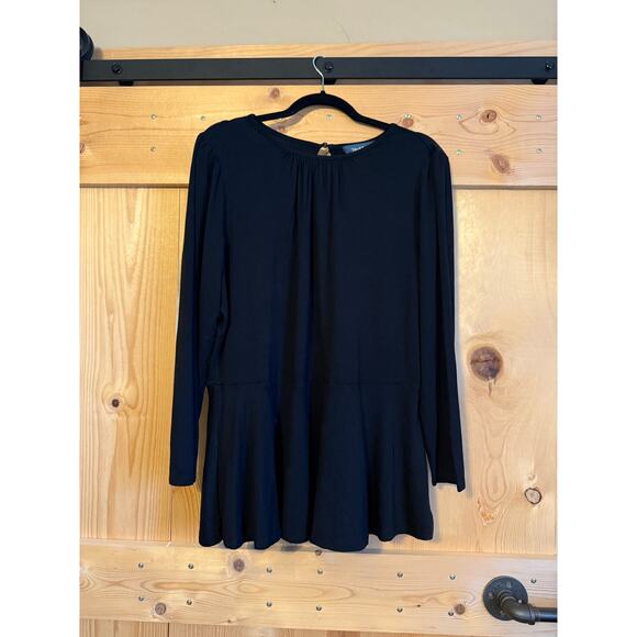 ModCloth Black Stretch Peplum Blouse Plus Size 1X - Picture 1 of 4